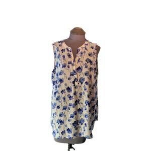 Talbots Size 1X Sleeveless Pullover Light Floral Top/blouse